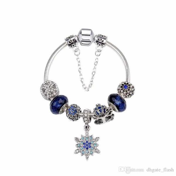

charm beads подходят для пандора ювелирных изделий 925 серебряных браслетов снежинка кулон браслет голубое небо тыквы корзины очаровывает di, Golden;silver