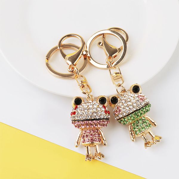

cute frog shape keychains unique charm animal keyring handbag pendant keyring women girls party luxury jewelry gift, Silver