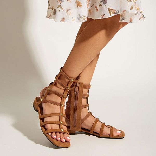 

female sandal beige heeled sandals flat summer shoes woman 2020 women's all-match strappy heels large size ladies black flower