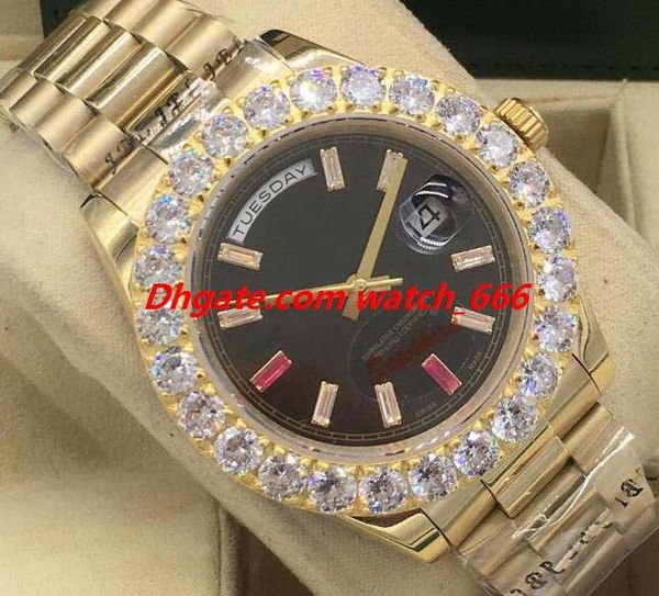 

New Version Luxury Watch II 18k Gold 41mm Diamond Ruby Watch Bigger Diamond BEZEL 218235 Automatic Fashion Date Men's Watches Wristwatch