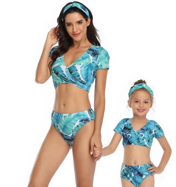 

charming 2023 mermaid one piece high waist flash mother daughter parent child print flexible stylish leopard print bikini sets