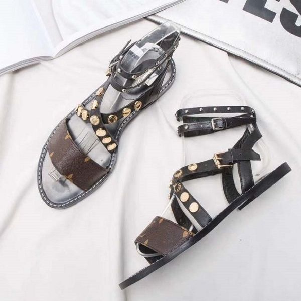 

fashion women sandals summer flats luxury real leather platform designer sandals flats shoes ladies beach shoes shoe008 l09, Black