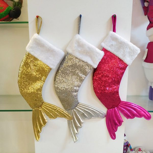 

новогодние украшения русалка чулок подарочная упаковка сумки новый блесток бисер флип хвост носки xmas home decor 3 цвета dhl an2147