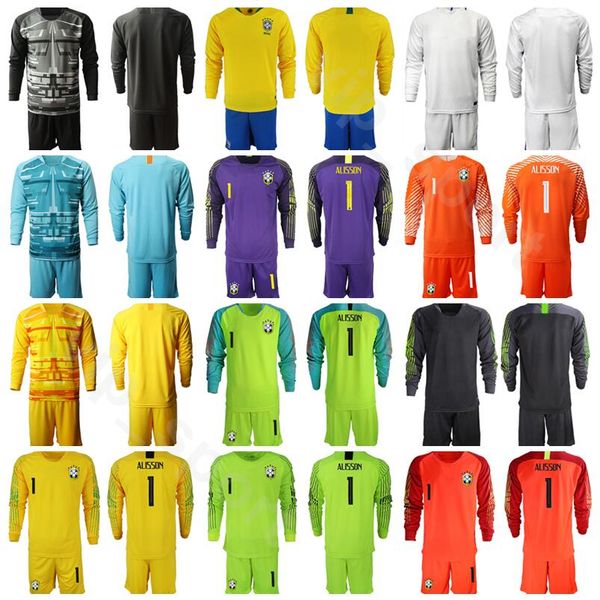 

бразилия с длинным рукавом вратарь вратарь футбол эдерсон джерси набор copa america alisson cafu cassio футбольная рубашка комплекты, Black