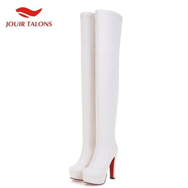 

fashion plus size 48 platform super high heels party boots women shoes woman 2019 over the knee boots, Black