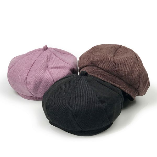 

wool felt beret women fashion british style girls beret hat pumpkin lady solid color winter hats women dropshipping, Blue;gray