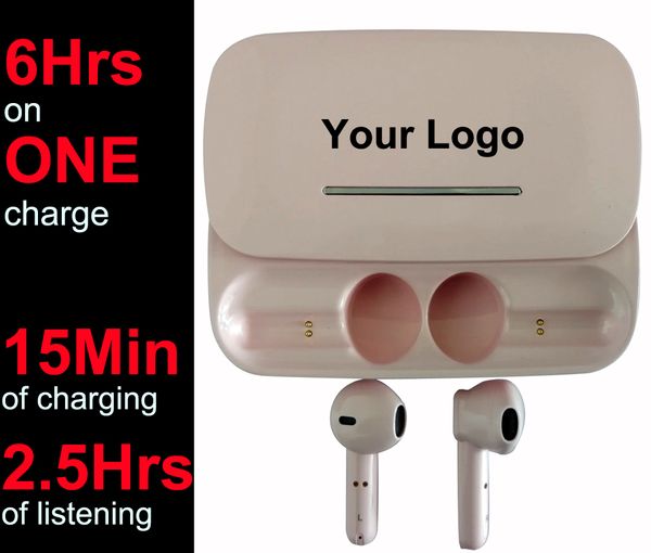 

custom made mini wireless earbuds tws 6 hours listening [30hrs with charging case] bluetooth pk air ap2 ap3 pro h1 chip pods i8 i9 i500 i200