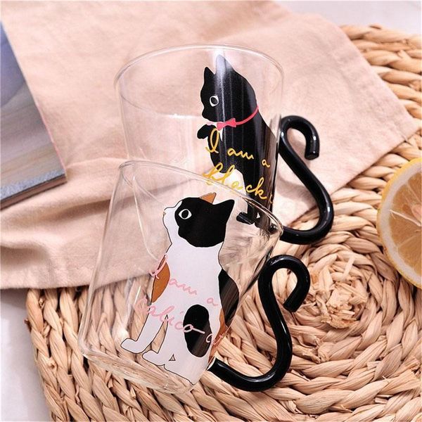 

8.5oz cute creative cat milk coffee mug water glass mug cup tea cup cartoon kitty home office cup for fruit juice