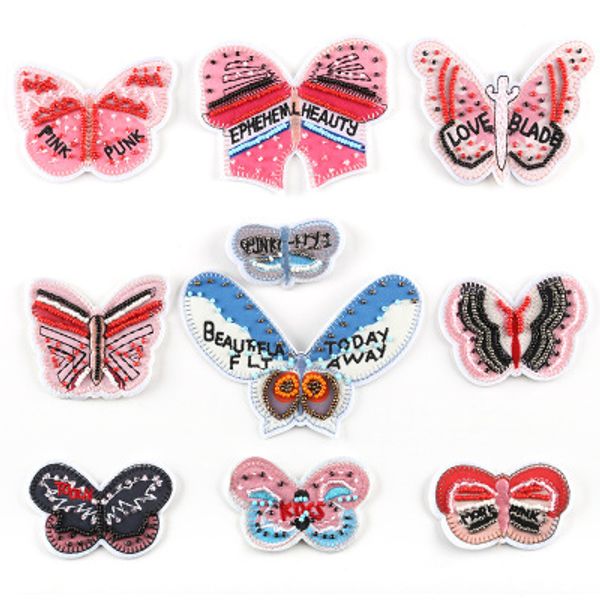 

ручная работа из бисера вышивки ткани торчит трубу бусины пошива красочных бабочек 50 шт галантерейных поддерживает смешанную серию manufact, Black