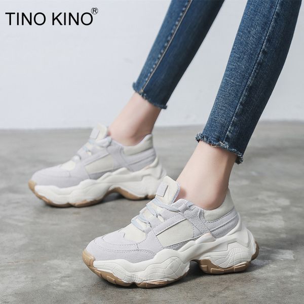 

women mesh chunky sneakers female lace up flat woman trainer platform walking ladies fashion casual autumn vulcanized shoes, Black