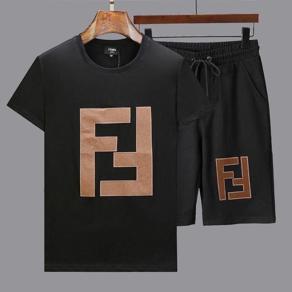 

summer new sale men's sets t shirts+shorts two pieces sets casual tracksuit tide brand tshirt gyms fitness sportswears set, Gray