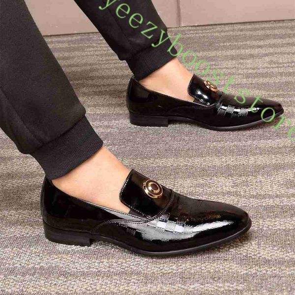 

real leather designer men formal dress shoes classic business flat shoes men's loafers christmas party wedding shoes, Black