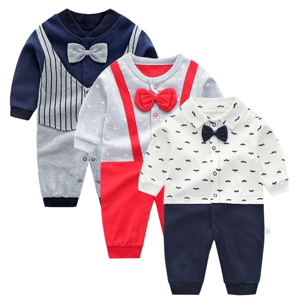 

handsome baby rompers first birthday baby gentleman clothes set infant bow tie costume newborn jumpsuit girl boy clothes, Blue