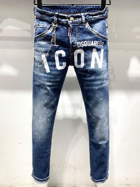 

mens jeans designer pants ripped men hip hop jeans soldier man slim denim straight biker brand ami motorcycle jeans with diamond patches#018, Blue
