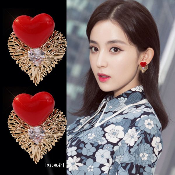 

metal braided red white love pearl earrings for woman girl fashion dangle earring charm festival jewelry gift, Silver