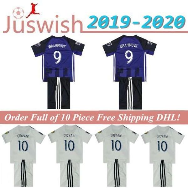 

boys la galaxy jersey los angeles kids set 2019 2020 soccer j.dos santos lletget antuna boateng bingham football shirt kits uniform, Black
