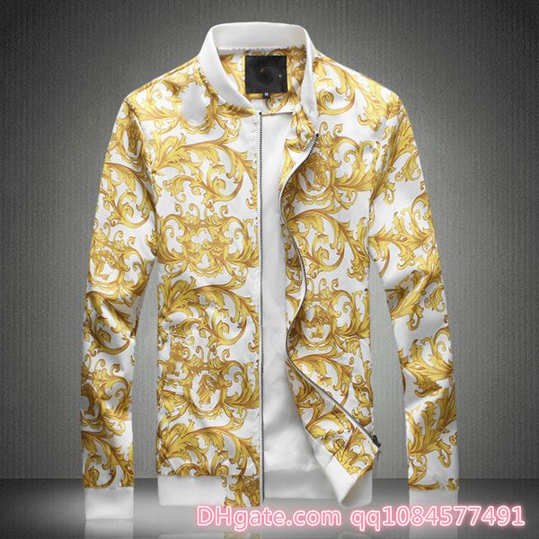 

2018 luxury designer fashion mens collar printed men's jacket tide baseball uniform mens designer jackets plus size m-5xl, Black;brown