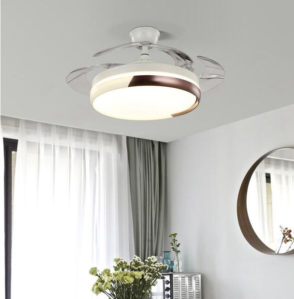 Luzes do ventilador de teto LED Fan Dimmable Chandelier Retrátil com fãs de teto mudo remoto para sala de jantar / quarto 42 polegadas