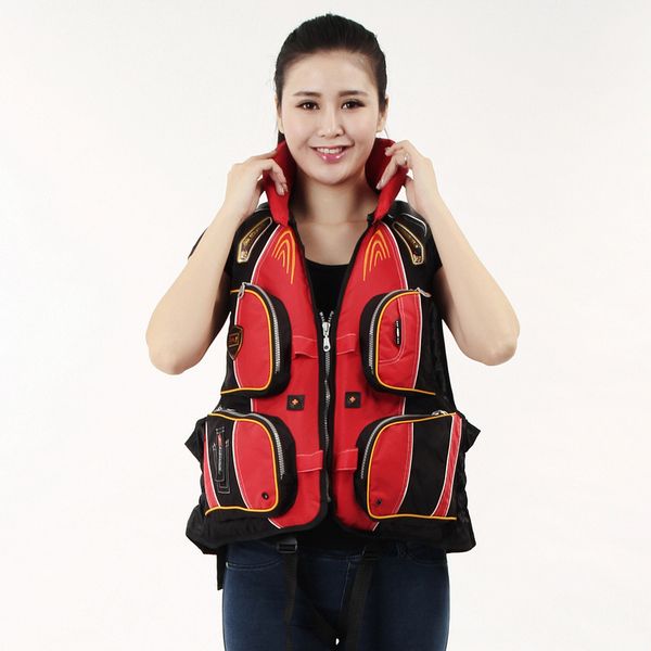 

новая рок-рыбалка одежда морская рыбалка одежда жилет спасательный жилет жилет мульти-карманный водонепроницаемый оксфорд ткань, Black;white