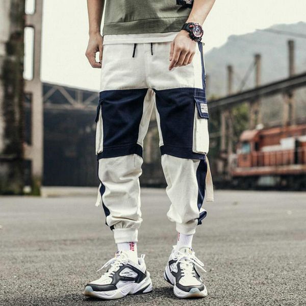 

multi-pocket hip spring pants men hop male streetwear jogging pants black mens 2020 fashion sweatpants ribbon vhvne