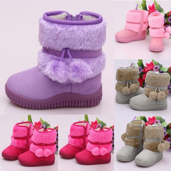 

2020 new fashion girls boots princess shoes kids shoes children girls solid warm outdoor boots cotton winter, Black;grey