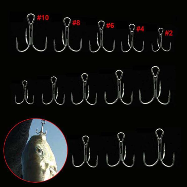

20pcs steel treble fishing 3 hooks black small round bent triple hard lure spoon fishhook 88 xr-hot