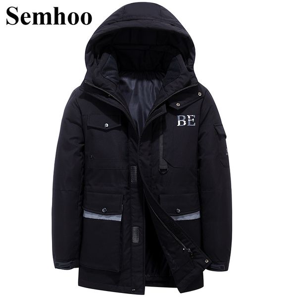 

2019 winter new men's down coat warm thick plus size hooded down jacket tooling outdoor loose men's coat cotton m---3xl, Black