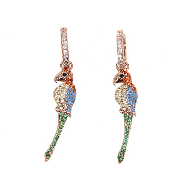 

new arrived cute dangle animal bird rose gold colorful cz lovely european selling cute jewelry earring gift, Silver