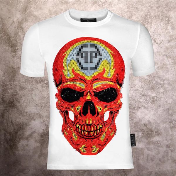 

early spring 2020 new color block letter short sleeve tee double strand fine cotton fabric black and white skull t shirts t21, Black;brown