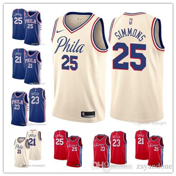 

philadelphia 76ers jimmy butler j nba 23 joel 21 embiid ben 25 simmons basketball jersey mens, Black