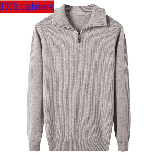 

men's sweaters winter 100% cashmere sweater men casual computer knitted sweatercoat thick fashion turn-down collar size xs-3xl, White;black