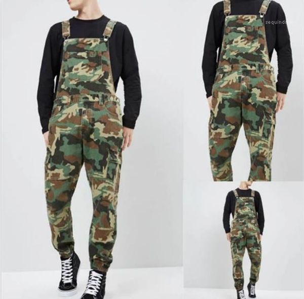 

overalls designer printed jeans jumpsuits fashion slim male long pants zipper fly casual clothing camouflage denim mens, Blue