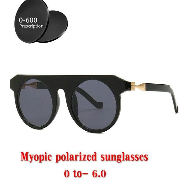 

2020 new men's finished myopia polarizing sunglasses brand design women's round prescription punk glasses driving uv goggles nx, White;black