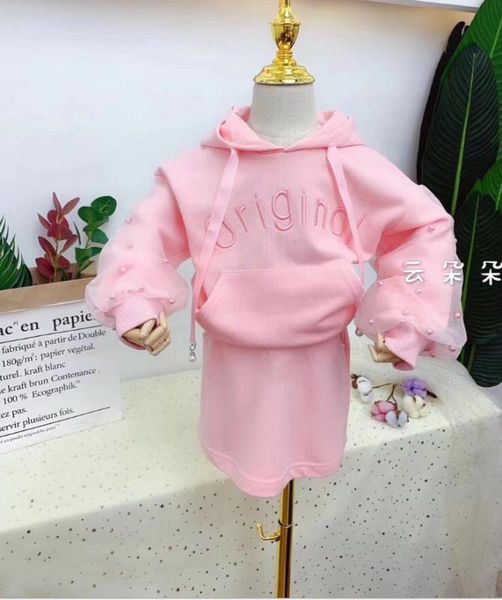 

2020 korean style girls 2 pcs set sweatshirt+skirt fashion spring girls suit 2-7t c831, White
