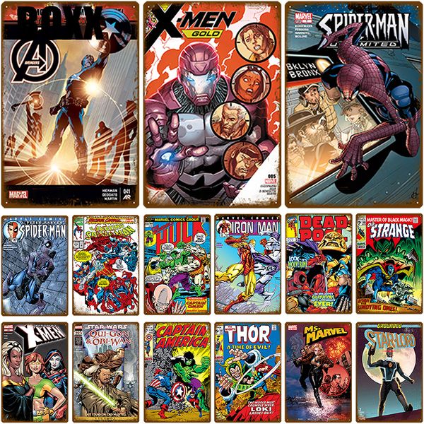 

2020super hero декор стены металл знак искусство tin знак потертый chic налет металл урожай декор плакат ресторан бар украшение для гостиной
