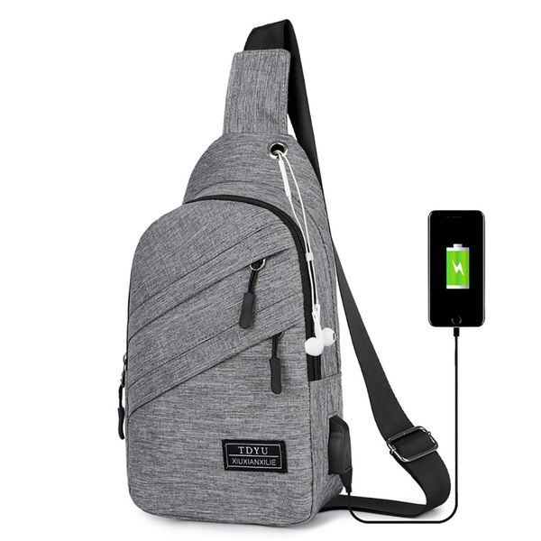 

#25 2019 new male shoulder bags usb charging crossbody bags men anti theft chest bag school summer short trip messengers bag