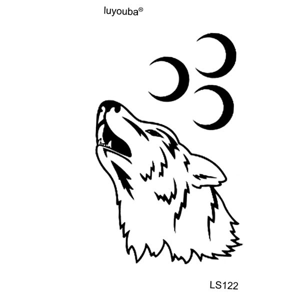 3d Moon And Wolf Waterproof Temporary Tattoos Men Beauty Animals Harajuku Faux Tatouage Temporaire Femme Tatoo Stickers Fake Gold Tattoos Fake Tattoo