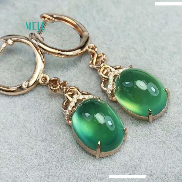 

размер природного пренита серьги 33.3x8mm gemstone 9.6ct 18k rose золотого вес металл достаточно обратное бурение делает, Golden;silver