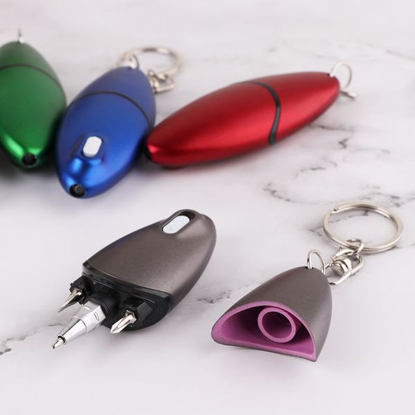 

creative multifunction keychain key clasp screwdriver ballpoint pen with led light unique stationery, Blue;orange