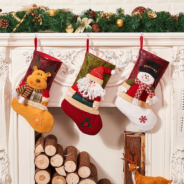

christmas decorations elk snowman stockings gift bags santa claus craft pendants xmas festival ornaments for home decor adornos