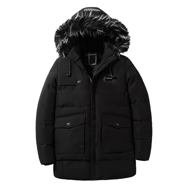 

jaycosin men luxury designer winter warm hooded zipped thick solid fleece coat cotton-padded jacket new multi colors, Black