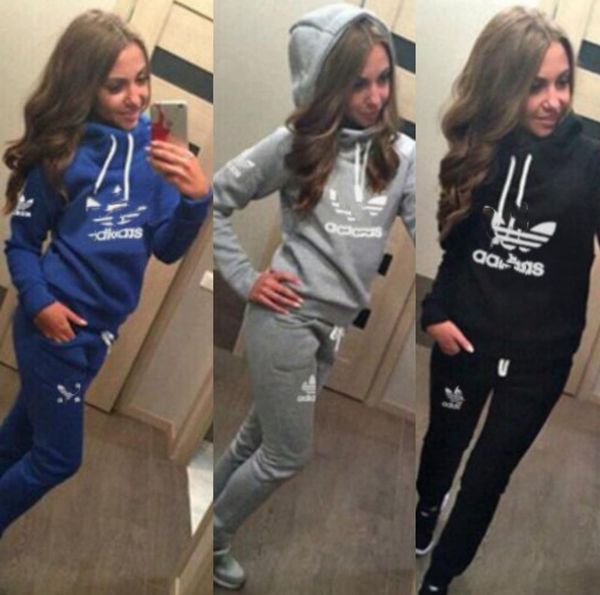 

women brand long sleeve fall winter casual suit clothes sweatsuit hooded pants 2 piece sets sports shirts capris pullover jogger suit 2489, White