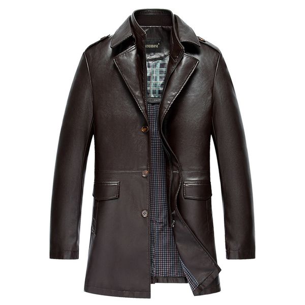 

new arrival fashion autumn winter male leather jacket men suit coat long ecological fur casual luxury plus size mlxl2xl3xl4xl, Black