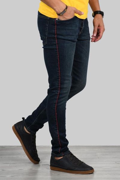

deepsea navy blue lycra men 's jeans pants 1802106