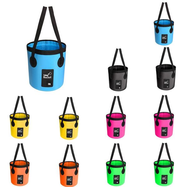 

portable folding bucket camping hiking fishing bucket storage bag 12l, 20l