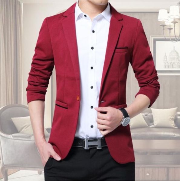 

men blazer 2018 new men's one button casual blazers fashion mens suit jacket brand dress coat gentleman outerwear, White;black