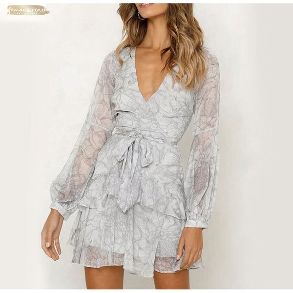 

long 2019 sleeve chiffon women dress feminino party dress bow casual elegant vintage winter dresses vestidos, Black;gray