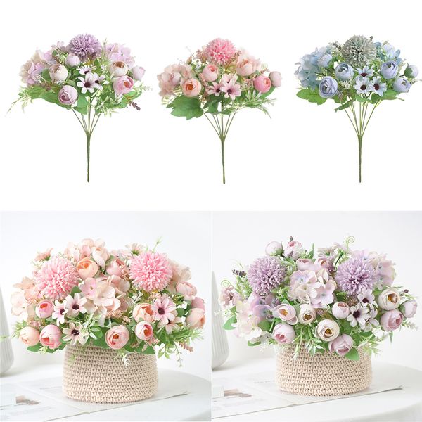 

3xartificial flowers silk roses bridal wedding bouquet decor home decor