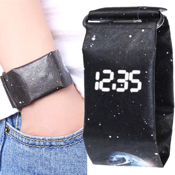 

2019 new creative men led paper watch waterproof watch boy girl student paper strap digital watches relogio feminino hodinky