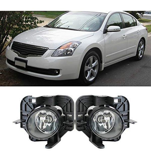 

for 2007-2009 altima 4dr/4-door sedan clear lens front bumper driving lamp fog lights with h11 bulbs switch wire hardware